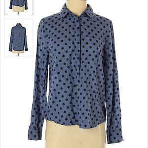 J crew blue blouse with navy polka dots size M